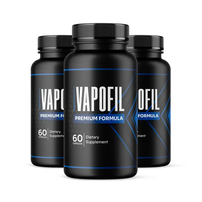 VapoFil male energy and prostate support supplement bottles