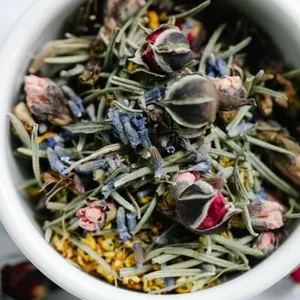 Dried botanical mixture in a bowl